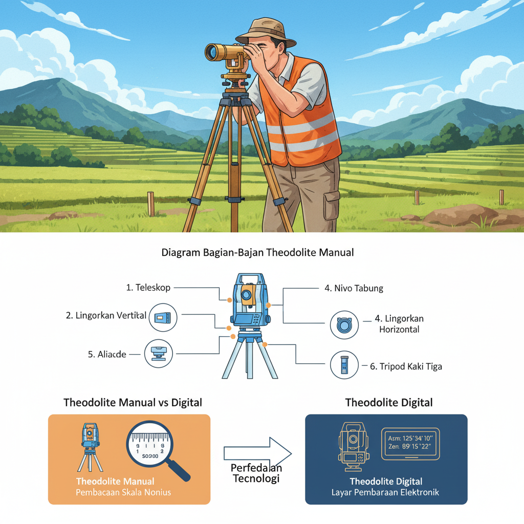 Bagian-Bagian Theodolite Manual dan Fungsinya