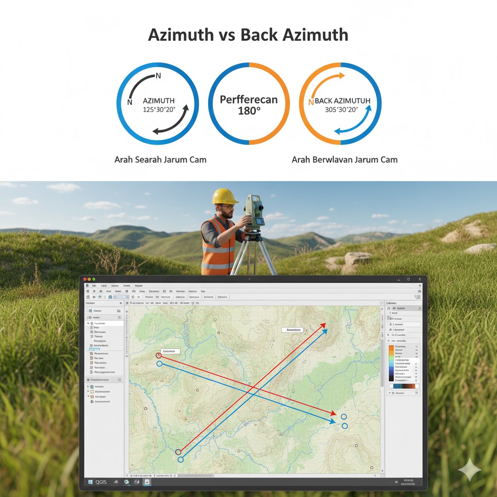 Cara Menghitung Azimuth dan Back Azimuth dengan Mudah